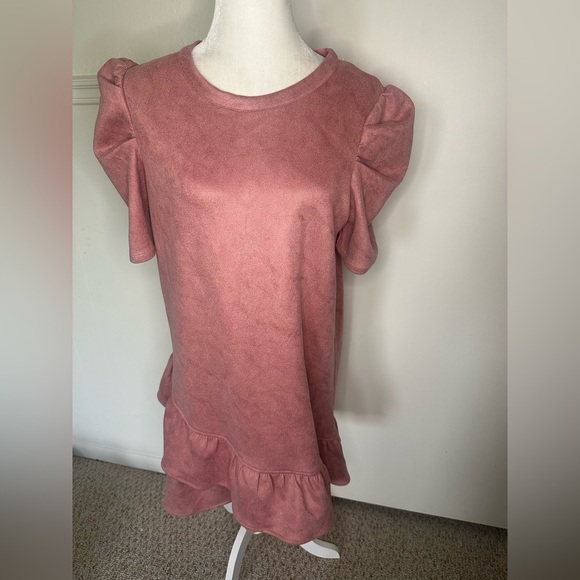 Voy Puff Suede Asymmetrical Hem Dress size M - Picture 5 of 13
